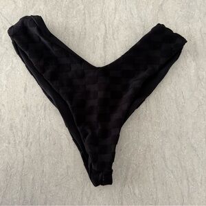Skatie Black Checkered Bikini Bottoms, Size Large, Textured